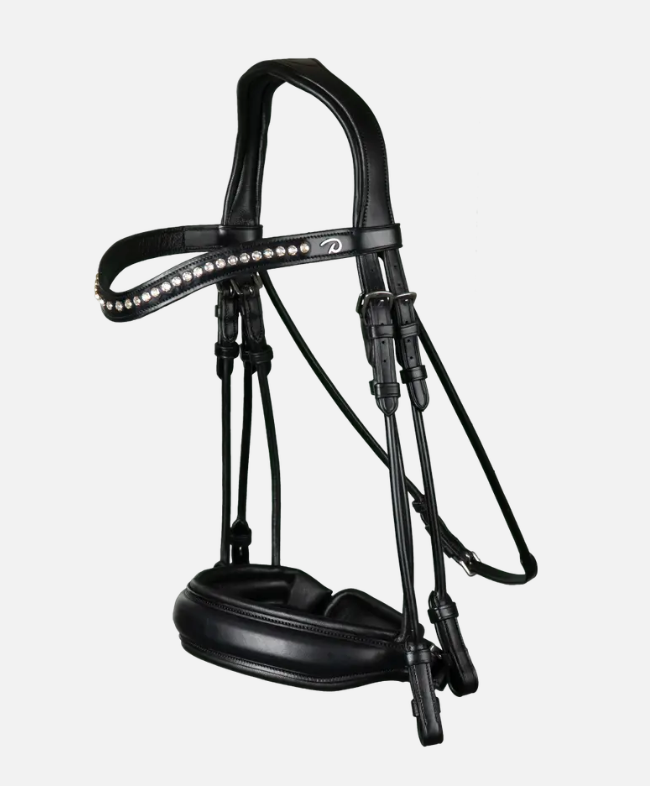 Dy'on Double Bridle Matte Large Crank Noseband Round Leather