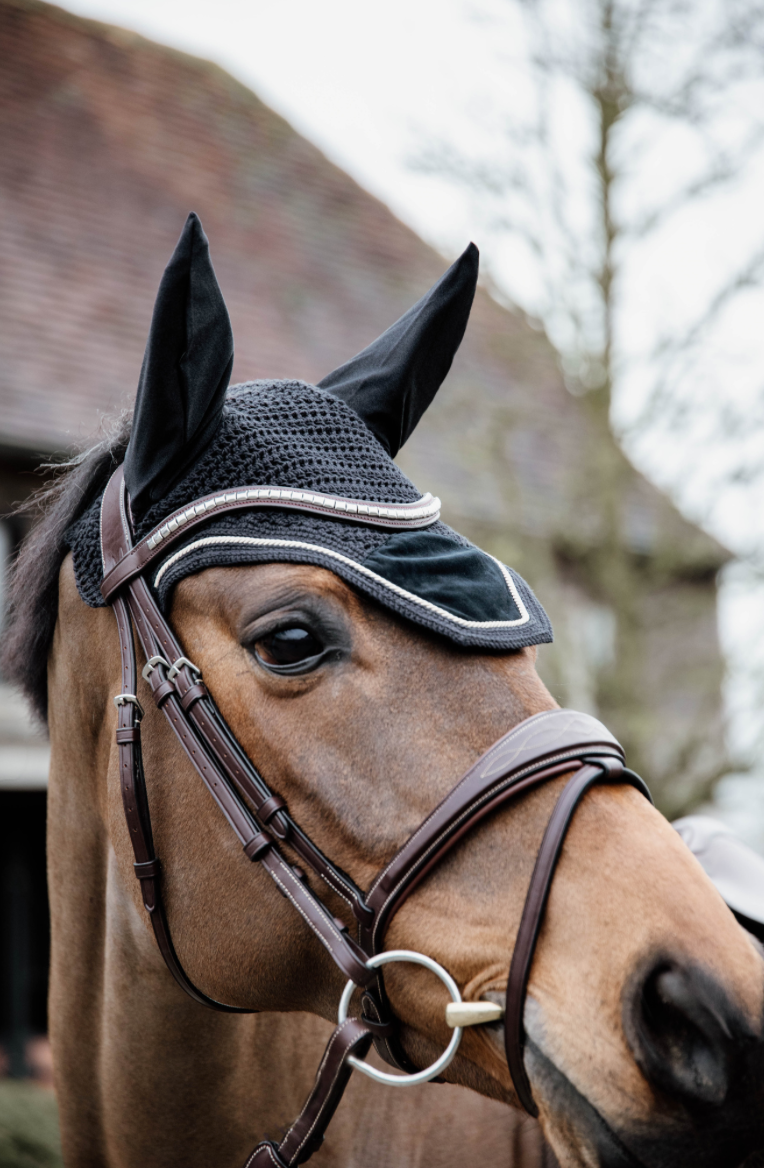 black velvet ear bonnet