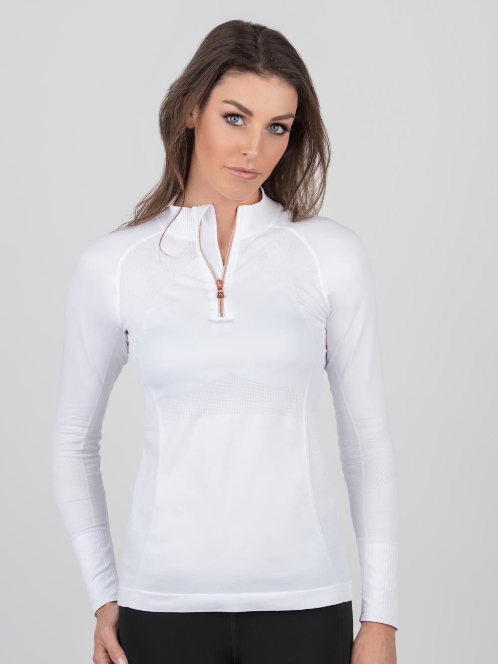 Anique Pure White Signature Sun Shirt with Rose Gold