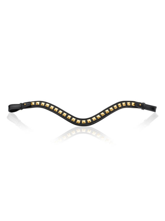 Utzon browband with steel pyramids in gold