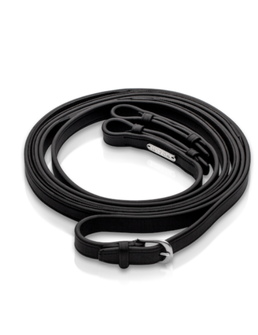 Utzon double reins in black with silveer metalware