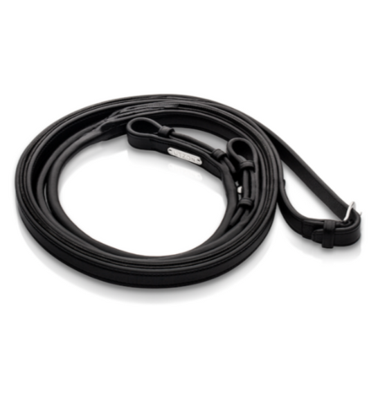 Utzon rolled double reins in black leather