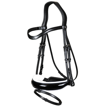 Dy'on Patent Large Crank Noseband Bridle With White Padding And Flash