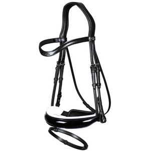 Dy'on Patent Large Crank Noseband Bridle With White Padding And Flash