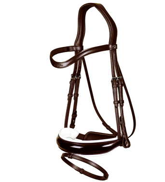 Dy'on Patent Large Crank Noseband Bridle With White Padding And Flash