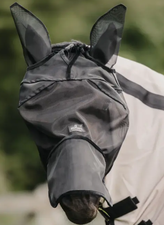 Kentucky horsewear fly mask classic with ears and nose in black