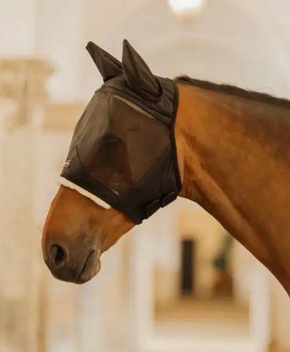 Kentucky horsewear fly mask skin friendly with ears in black