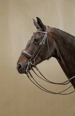 Load image into Gallery viewer, Dy&#39;on Double Bridle Matte Large Crank Noseband Flat Leather
