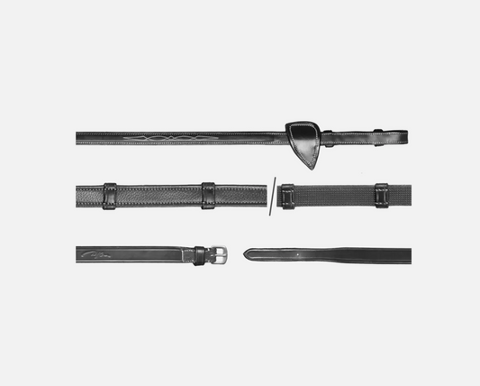 Dy'on Leather/Rubber reins with 9 leather loops