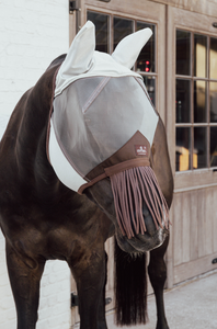 Fly mask classic with ears & nose tassels