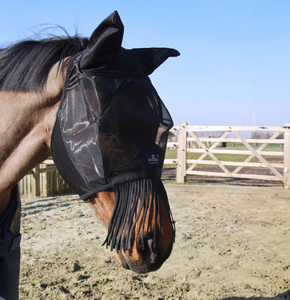 Fly mask classic with ears & nose tassels