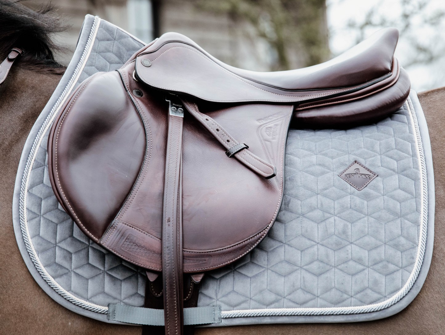 velvet grey show jumping saddle pad