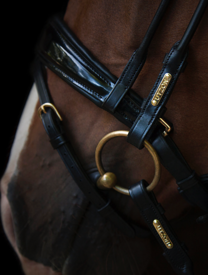 Utzon Copenhagen bridle in black and brass metalware