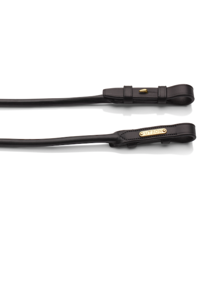 Utzon equestrian rolled webbed reins in brown